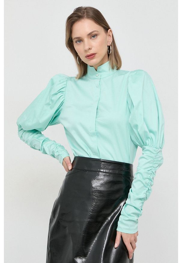 Notes du Nord koszula damska kolor turkusowy slim ze stójką. Typ kołnierza: kołnierzyk stójkowy. Kolor: turkusowy