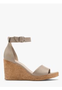Ryłko - Beżowe sandały z paskiem wokół kostki. Zapięcie: pasek. Kolor: beżowy. Materiał: skóra. Obcas: na platformie. Styl: street #1