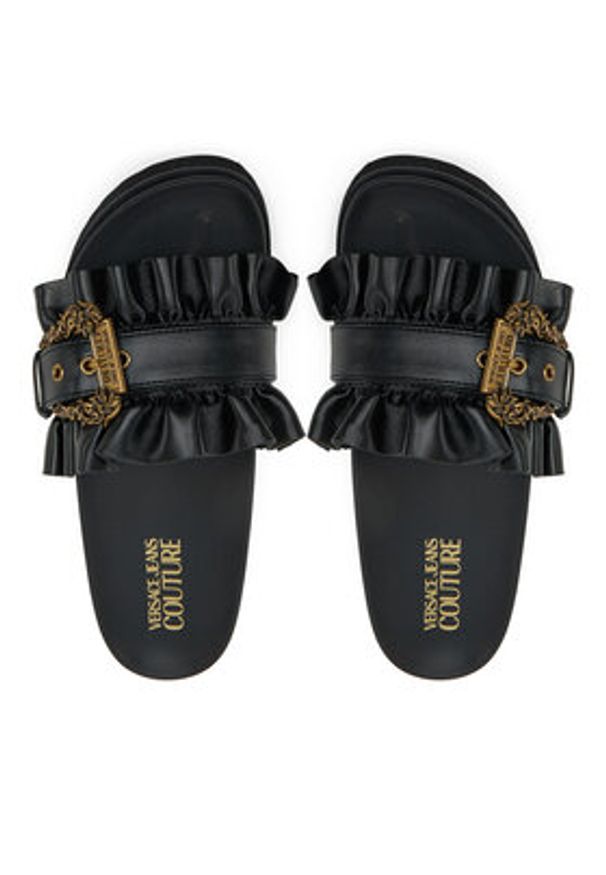 Versace Jeans Couture Klapki 78VA3SM5 Czarny. Kolor: czarny. Materiał: skóra