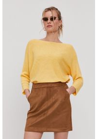 Vero Moda - Sweter. Okazja: na co dzień. Kolor: żółty. Materiał: dzianina. Wzór: gładki. Styl: casual