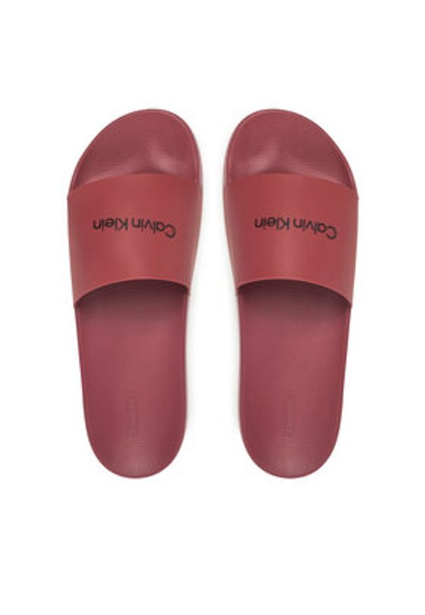 Calvin Klein Klapki Pool Slide Rubber HM0HM00455 Bordowy. Kolor: czerwony