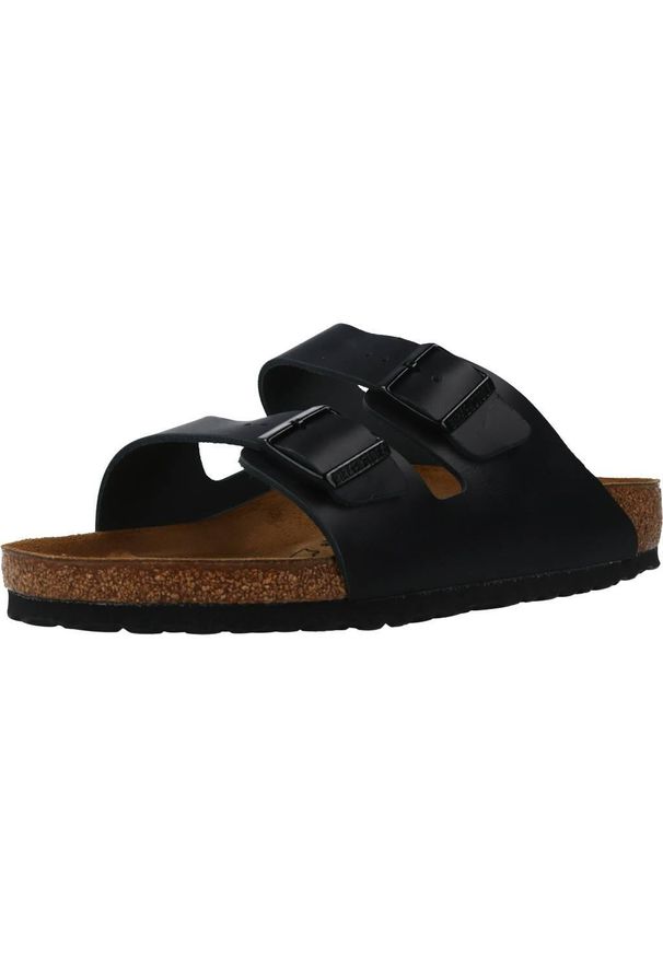 Klapki męskie Birkenstock Arizona. Kolor: czarny, wielokolorowy. Materiał: skóra, syntetyk, materiał