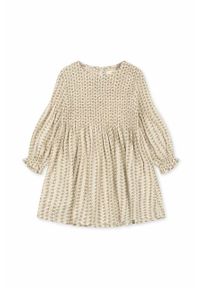 KONGES SLOJD - Konges Sløjd sukienka dziecięca kolor beżowy mini rozkloszowana. Kolor: beżowy. Długość rękawa: długi rękaw. Długość: mini #8