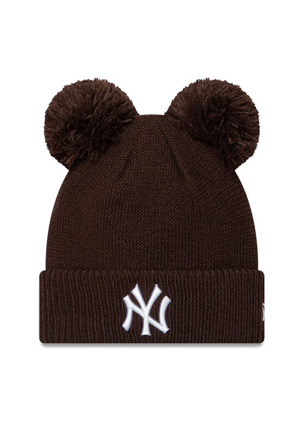 New Era Czapka New York Yankees Double Pom Knit Beanie 60580773 Brązowy. Kolor: brązowy. Materiał: akryl, materiał