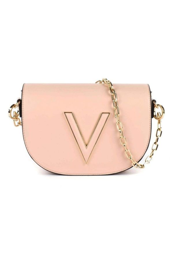 Valentino by Mario Valentino - VALENTINO Różowa torebka Coney Flap Bag. Kolor: różowy. Wzór: paski