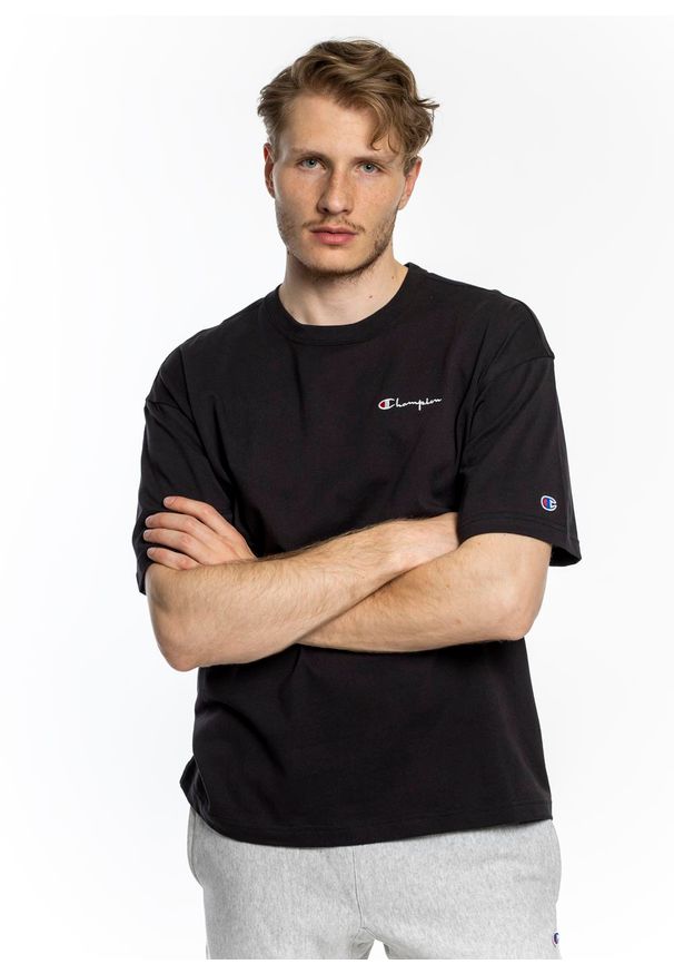 Koszulka Champion Premium Small Script Logo Crewneck T-Shirt (214282-KK001). Kolor: czarny. Materiał: materiał