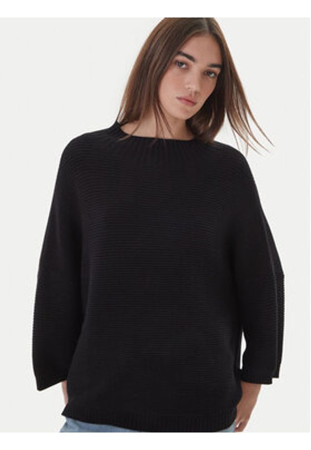 Kontatto Sweter 3M0848C Czarny Relaxed Fit. Kolor: czarny. Materiał: syntetyk