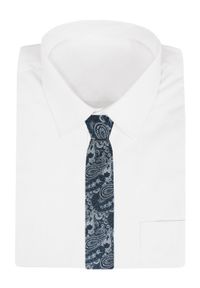Krawat Męski - Chattier - Odcienie Granatu i Popielu, Wzór Orientalny. Kolor: niebieski. Materiał: tkanina. Styl: klasyczny, wizytowy, elegancki