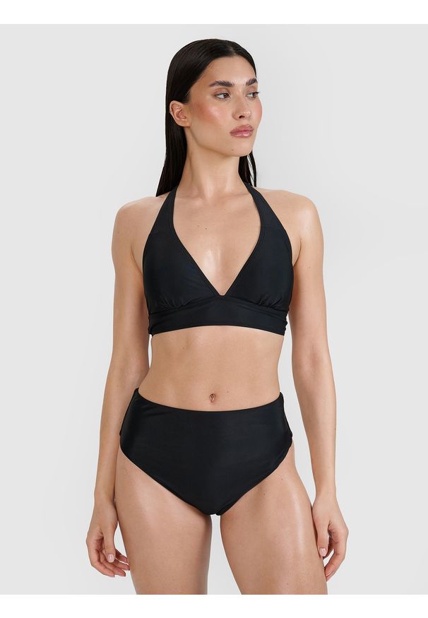 4f - 4F Góra od bikini damska - czarna M. Kolor: czarny. Materiał: materiał, syntetyk, elastan