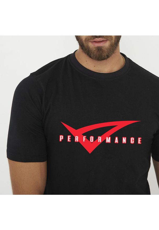 LEGEA - T-shirt męski z bawełny PERFORMANCE czarny. Kolor: czarny. Materiał: bawełna. Wzór: nadruk. Sport: fitness