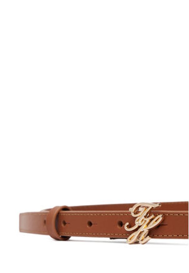 TOMMY HILFIGER - Tommy Hilfiger Pasek Th Script 1.5 AW0AW18609 Brązowy. Kolor: brązowy. Materiał: skóra