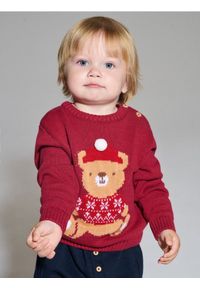 Sinsay - Bawełniany sweter w stylu świątecznym - bordowy. Kolor: czerwony. Materiał: bawełna. Styl: wizytowy