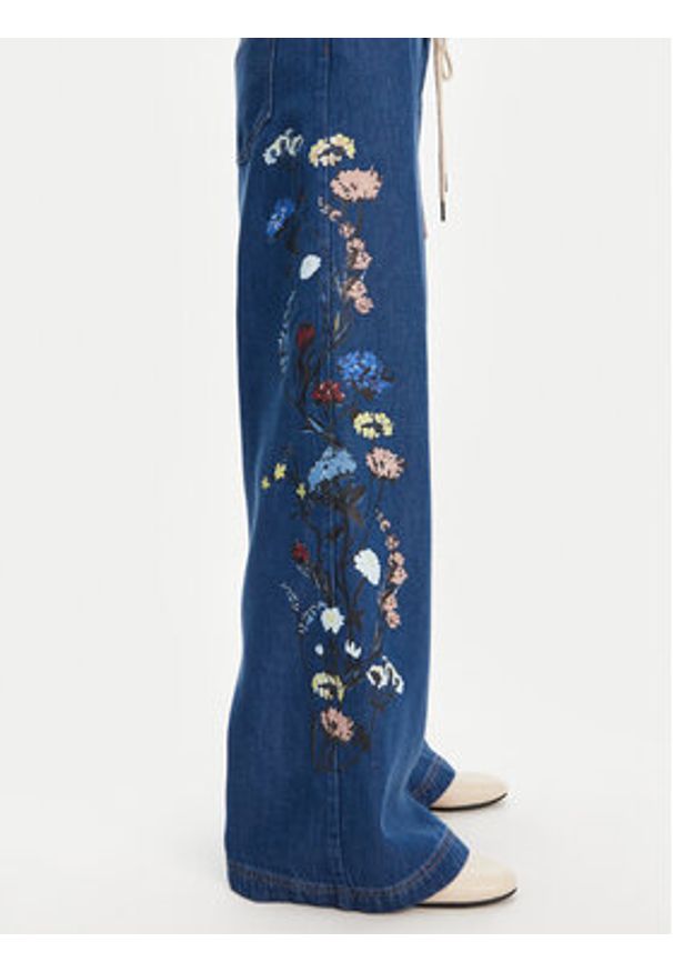 Munthe Jeansy Obey 252141025203 Niebieski Wide Leg. Kolor: niebieski