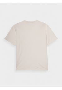 outhorn - T-shirt gładki męski - kremowy. Okazja: na co dzień. Kolor: kremowy. Materiał: dzianina, bawełna. Wzór: gładki. Styl: casual