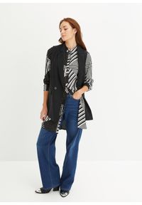 bonprix - Długa bluzka. Kolor: czarny. Długość: długie. Wzór: nadruk. Styl: elegancki