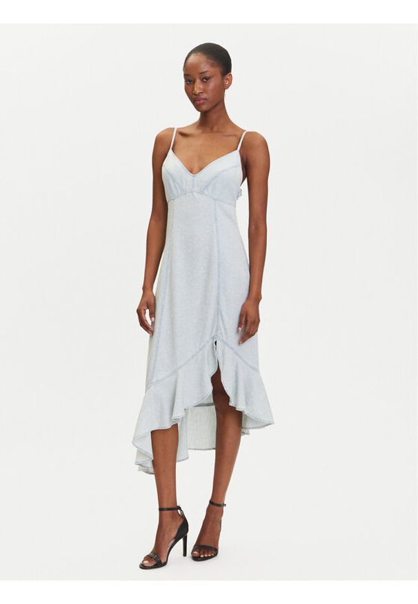 Guess Sukienka codzienna W5GK44 D5N81 Niebieski Regular Fit. Okazja: na co dzień. Kolor: niebieski. Materiał: lyocell. Typ sukienki: proste. Styl: casual