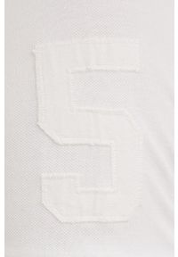 Superdry polo bawełniane kolor biały z aplikacją. Typ kołnierza: polo. Kolor: biały. Materiał: bawełna. Długość: krótkie. Wzór: aplikacja #4