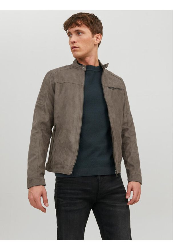 Jack & Jones Kurtka z imitacji skóry Rocky 12147218 Szary Regular Fit. Kolor: szary. Materiał: skóra