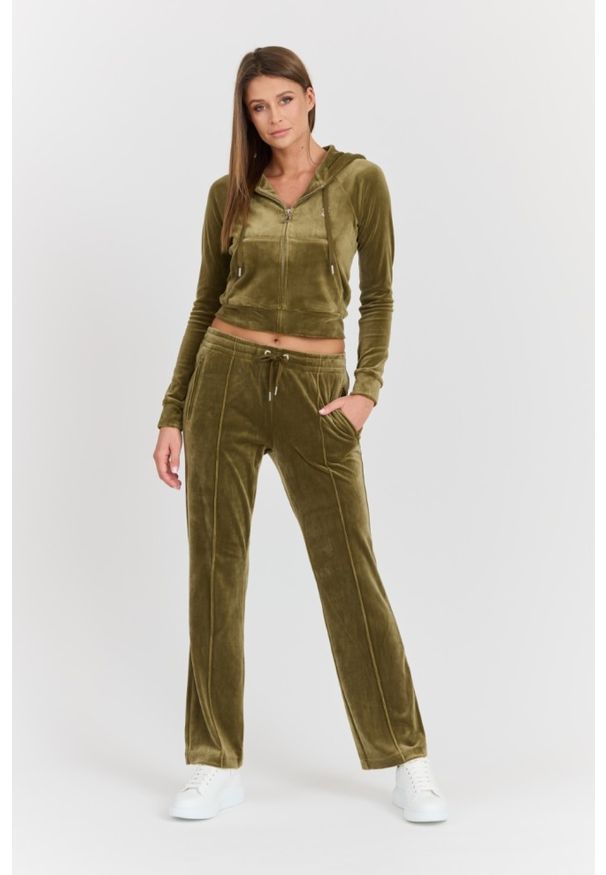 Juicy Couture - JUICY COUTURE Damskie zielone spodnie dresowe Tina Track Pant, Rozmiar XS. Kolor: zielony. Materiał: dresówka