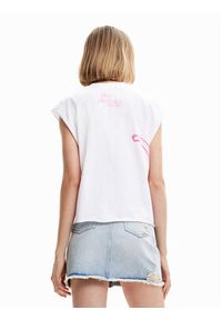 Desigual T-Shirt PINK PANTHER 23SWTK49 Biały Regular Fit. Kolor: biały. Materiał: bawełna