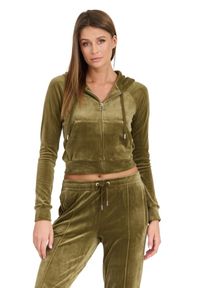 Juicy Couture - JUICY COUTURE Damska zielona bluza Madison Hoodie, Rozmiar M. Okazja: na co dzień. Kolor: zielony. Materiał: materiał, elastan, poliester. Styl: sportowy, casual, elegancki #4