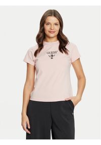 Guess T-Shirt V4YI21 KCDH1 Różowy Slim Fit. Kolor: różowy. Materiał: bawełna