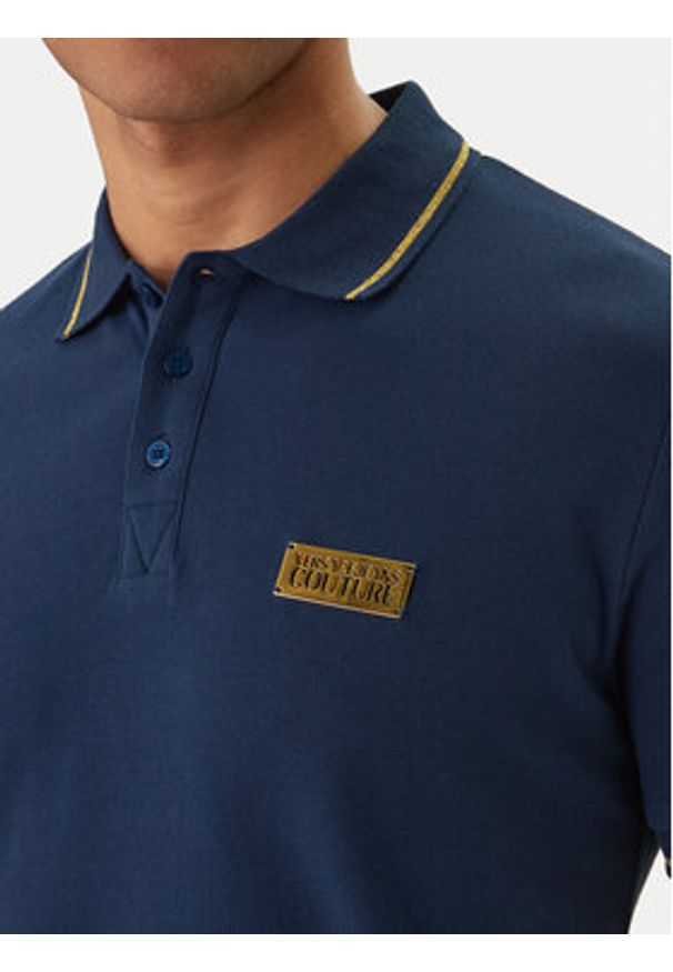 Versace Jeans Couture Polo 80GAGT05 CJ01T Granatowy Slim Fit. Typ kołnierza: polo. Kolor: niebieski. Materiał: bawełna