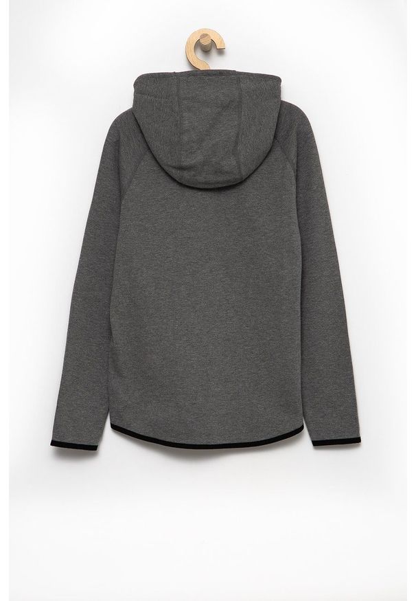 GAP Bluza dziecięca kolor szary z kapturem melanżowa. Okazja: na co dzień. Typ kołnierza: kaptur. Kolor: szary. Materiał: materiał, skóra, dzianina. Długość rękawa: raglanowy rękaw. Długość: długie. Wzór: melanż. Styl: casual
