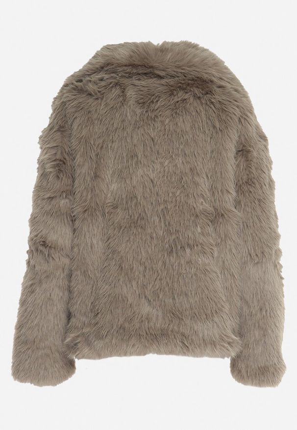 Born2be - Ciemnoszara Kurtka Futro z Wsuwanymi Kieszeniami Liriena. Okazja: na spacer, na co dzień. Kolor: szary. Materiał: futro. Styl: klasyczny, casual, elegancki