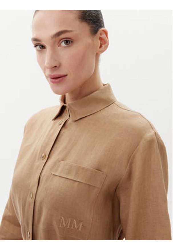 Max Mara Leisure Sukienka koszulowa Salute 2516221028 Brązowy Regular Fit. Kolor: brązowy. Materiał: len. Typ sukienki: koszulowe