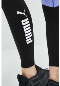 Puma legginsy treningowe Favorite Logo kolor czarny z nadrukiem. Kolor: czarny. Materiał: skóra, materiał. Wzór: nadruk #3
