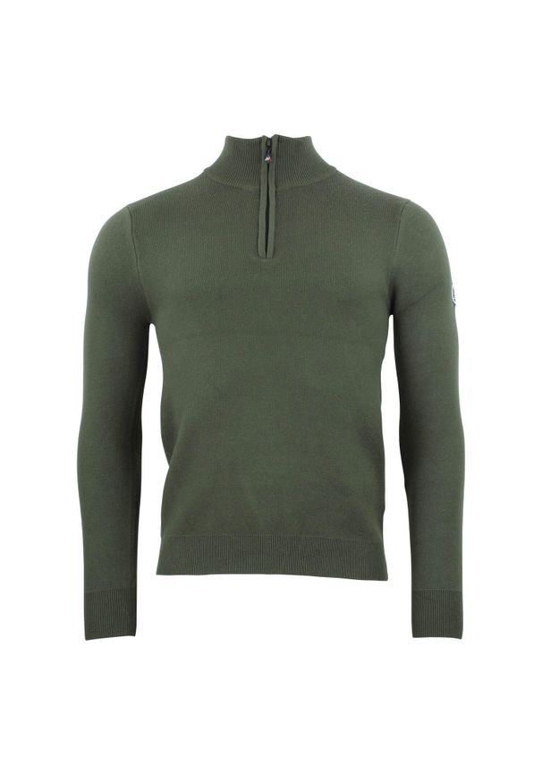 PEAK MOUNTAIN - Pól z pół-zamkiem i golfem Peak Mountain Charlito. Typ kołnierza: golf. Kolor: zielony. Sezon: zima. Styl: sportowy