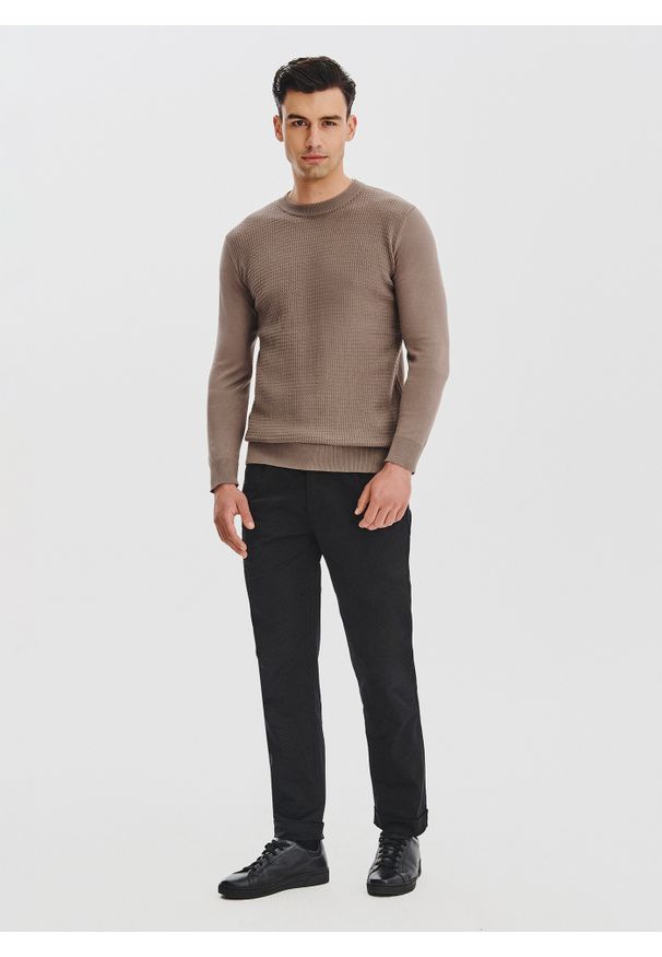 Pako Lorente - PAKO LORENTE – Brązowy sweter męski. Kolor: turkusowy, brązowy. Materiał: poliamid, bawełna. Sezon: jesień