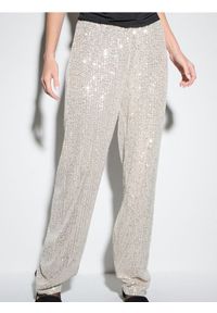 Sinsay - Spodnie wide leg z połyskującymi cekinami - srebrny. Kolor: srebrny #1