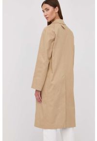 VICTORIA BECKHAM - Victoria Beckham płaszcz damski kolor beżowy przejściowy oversize. Kolor: beżowy. Materiał: tkanina. Długość rękawa: raglanowy rękaw. Wzór: gładki #7
