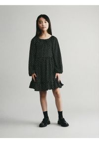 Reserved - Sukienka w groszki - czarny. Kolor: czarny. Materiał: dzianina. Wzór: grochy #1