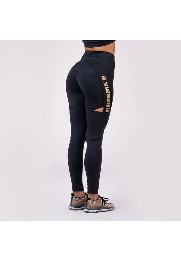 NEBBIA - Legginsy fitness damskie Nebbia Honey Bunny Czarne. Kolor: wielokolorowy, pomarańczowy, czarny, żółty. Sport: fitness