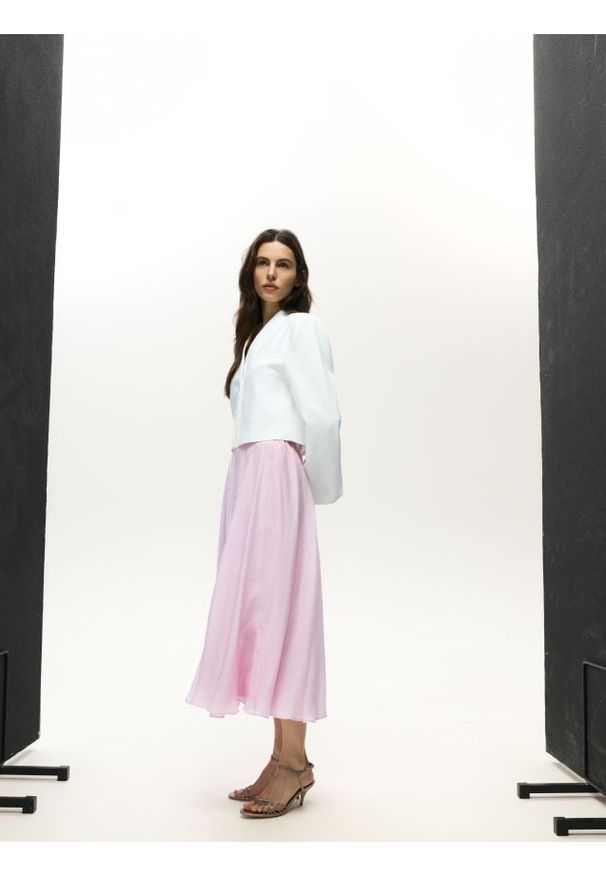 Reserved - Spódnica z lyocellem - pastelowy róż. Kolor: różowy. Materiał: tkanina