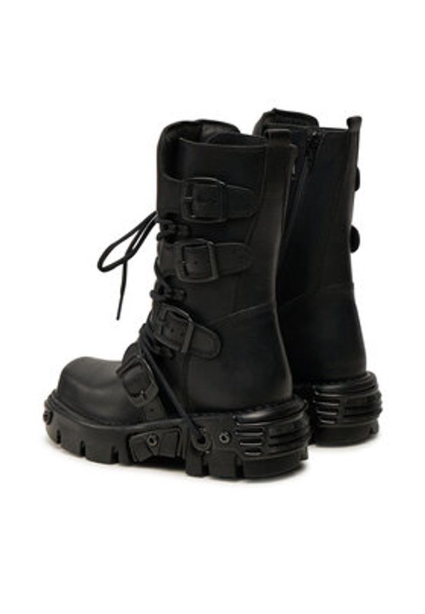 NEW ROCK Glany M-373-S18 Czarny. Kolor: czarny. Materiał: skóra. Styl: rockowy