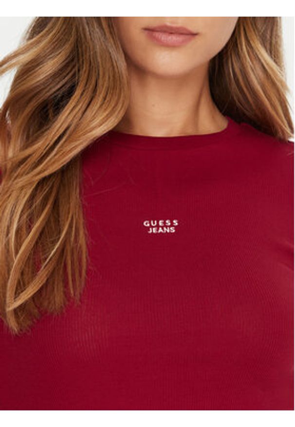 Guess Jeans T-Shirt W5BP45 KA0H1 Czerwony Slim Fit. Kolor: czerwony. Materiał: bawełna