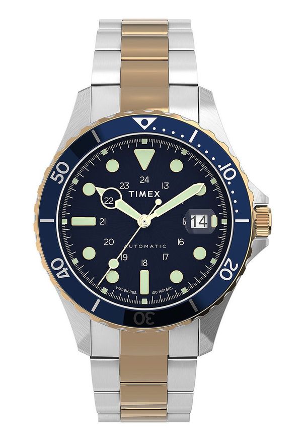 Timex zegarek TW2U83500 Navi XL Automatic męski kolor srebrny. Kolor: srebrny. Materiał: materiał