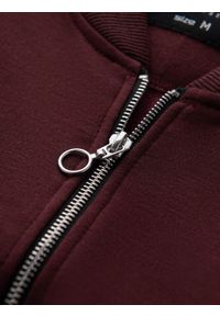 Ombre Clothing - Rozpinana bawełniana męska bluza dresowa bomberka – bordowa V13 OM-SSZP-0215 - XXL. Okazja: na co dzień. Kolor: czerwony. Materiał: bawełna, dresówka. Wzór: aplikacja. Styl: sportowy, elegancki, casual #9