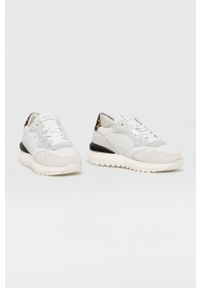 D.A.T.E. Buty kolor biały na platformie. Nosek buta: okrągły. Zapięcie: sznurówki. Kolor: biały. Materiał: guma. Obcas: na platformie #4