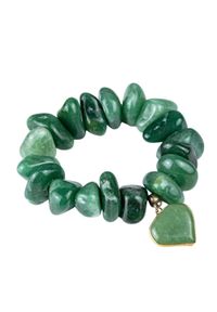 Samba Gems - SAMBA Bransoletka kwarc zielony serce. Materiał: pozłacane, złote, z mosiądzu, metalowe. Kolor: zielony. Wzór: geometria. Kamień szlachetny: kwarc #1