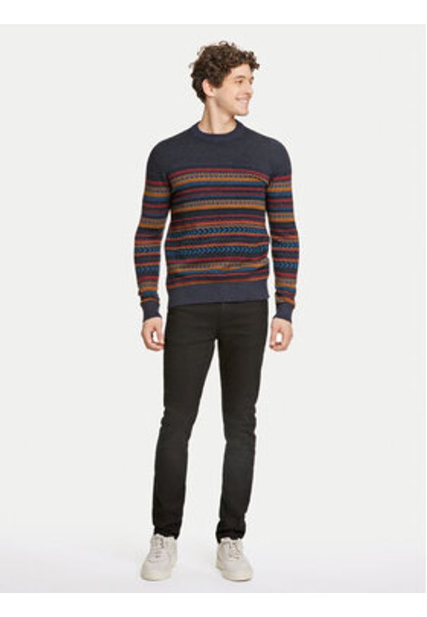 Lindbergh Sweter 30-80042 Granatowy Slim Fit. Kolor: niebieski. Materiał: syntetyk