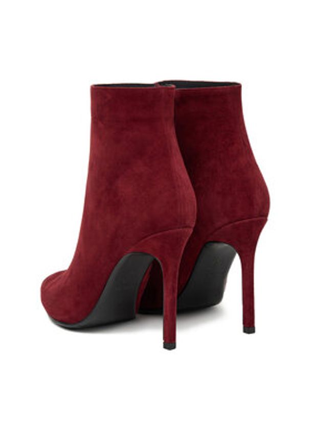 Eva Minge Botki EO-ELAINA-E123-02B Bordowy. Kolor: czerwony. Materiał: skóra, zamsz