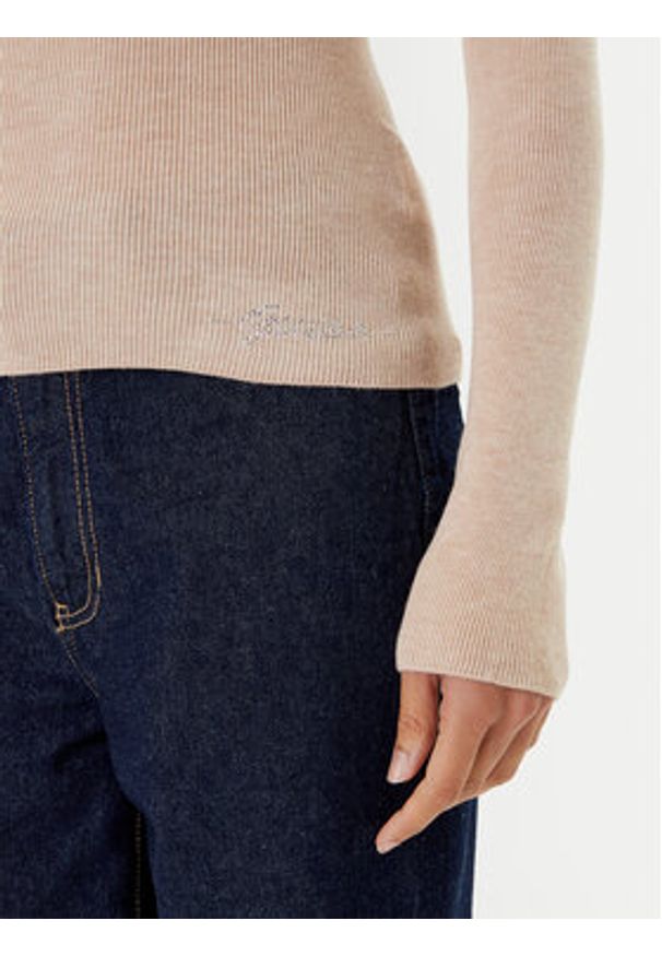 Guess Golf W5BR15 Z3OW2 Beżowy Slim Fit. Typ kołnierza: golf. Kolor: beżowy. Materiał: syntetyk