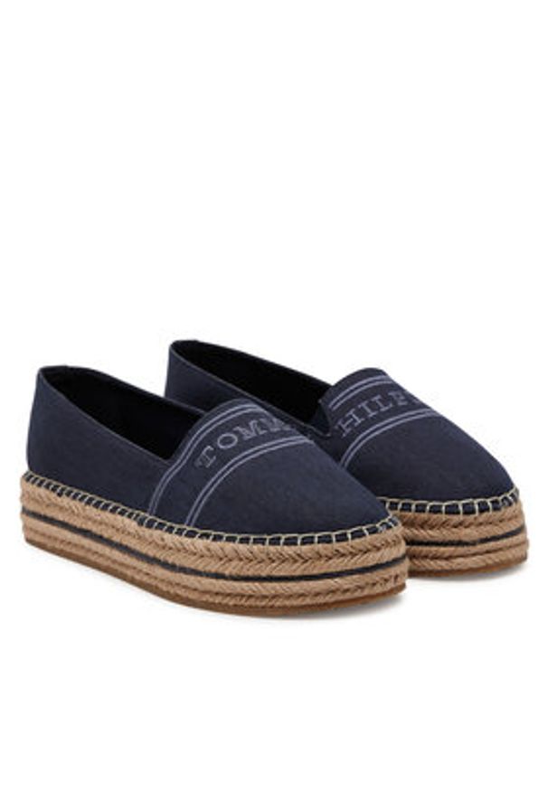 TOMMY HILFIGER - Tommy Hilfiger Espadryle Denim Platform Espadrille FW0FW08543 Granatowy. Kolor: niebieski. Materiał: materiał. Obcas: na platformie