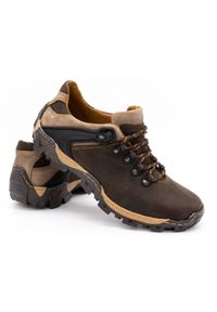 KENT Męskie buty trekkingowe 116 ciemny brąz brązowe. Okazja: na co dzień. Zapięcie: pasek. Kolor: brązowy. Materiał: jeans, skóra. Wzór: paski. Sezon: lato, jesień, wiosna #8