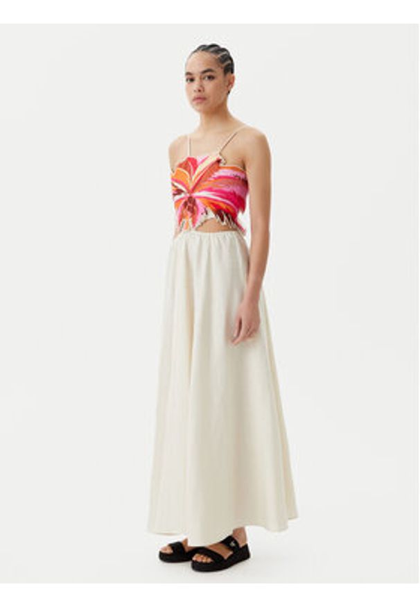 Maaji Sukienka letnia Sunrise PT2530CLD001 Beżowy Regular Fit. Kolor: beżowy. Materiał: len. Sezon: lato